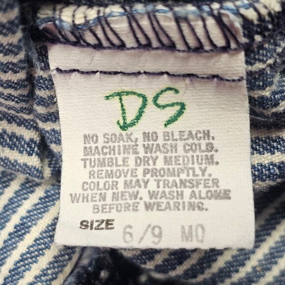 Vintage OshKosh B'Gosh Hickory Stripe 90s Railroad Engineer Overalls 3-6 Months - Picture 6 of 7